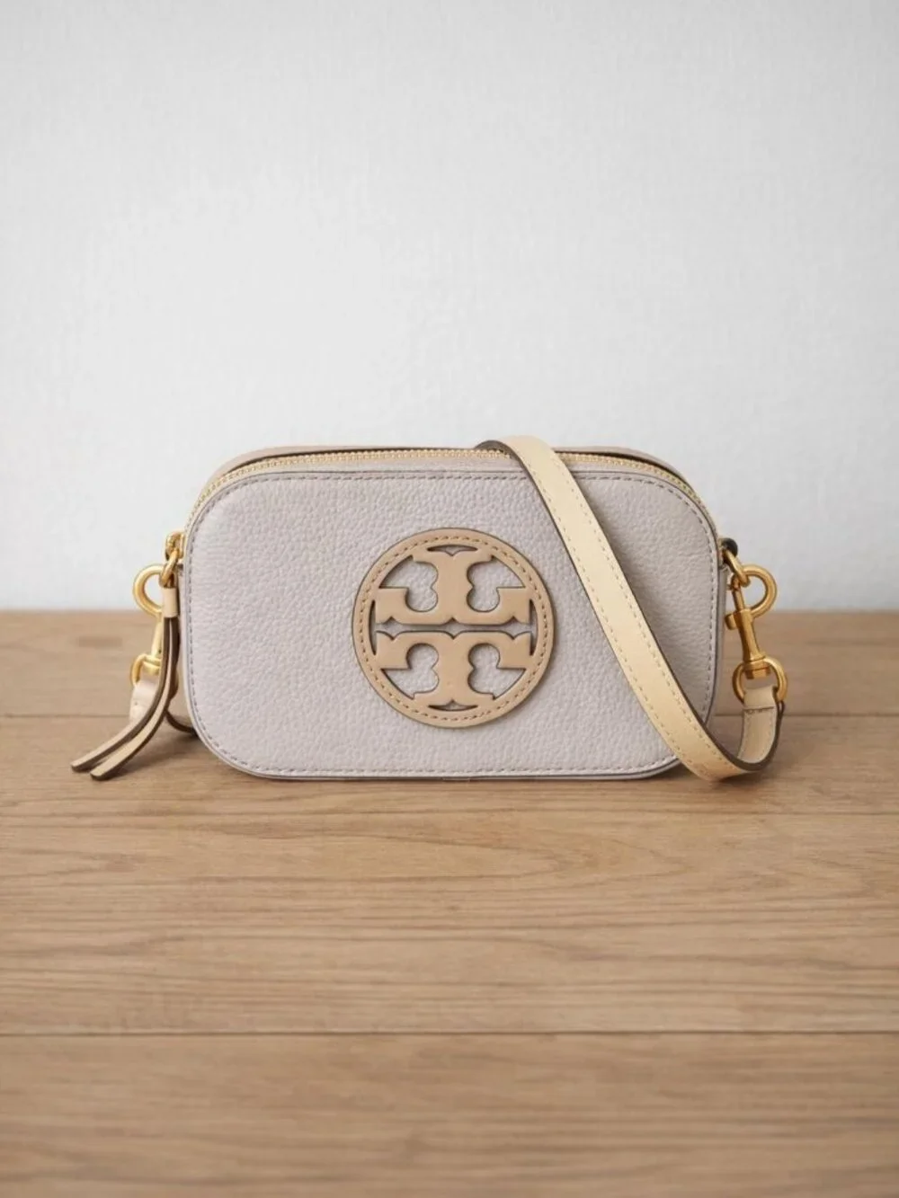 Tory Burch Mini Miller Colorblock Leather Crossbody Bag - Bay Gray Multi